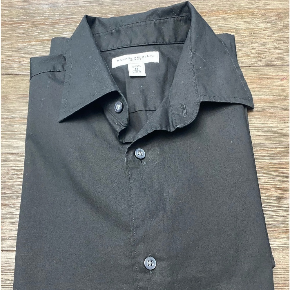 Banana Republic Men's Black Short Sleeve  button up Shirt size medium 15-15 1/2